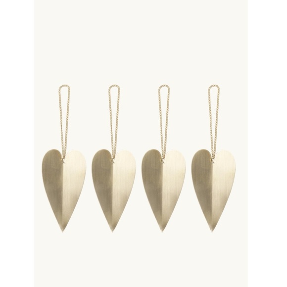 Ferm Living Other - Ferm Living Heart Brass Ornaments - Set of 4